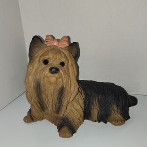 Yorkshire Terrier Yorkie Homco Dog Figurine Ceramic Resin 1993 Pink Bow